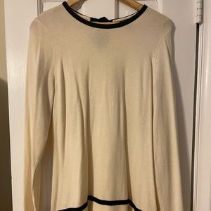 Lauren Ralph Lauren White/Black Tie Back Long Sleeve Top, XL